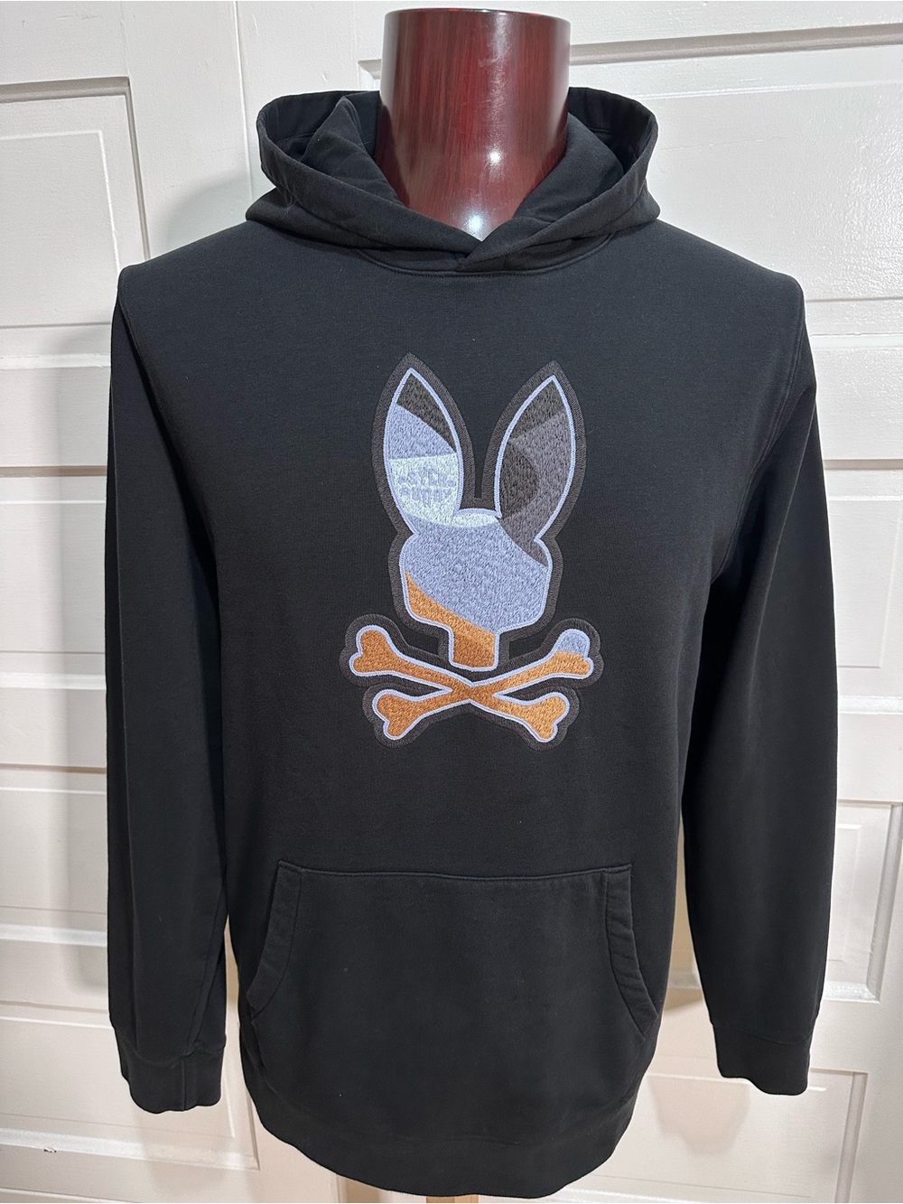 PSYCHO BUNNY Mens Dante Hoodie Size XL Black Embroidered $169